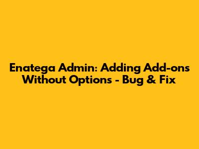 Enatega Admin: Adding Add-ons Without Options - Bug & Fix