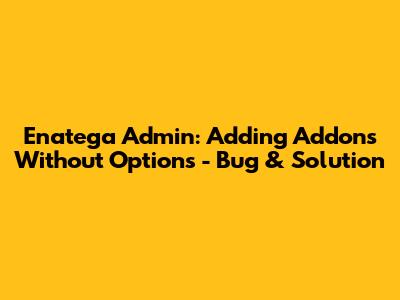 Enatega Admin: Adding Addons Without Options - Bug & Solution