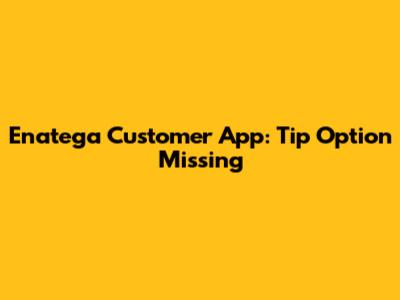 Enatega Customer App: Tip Option Missing