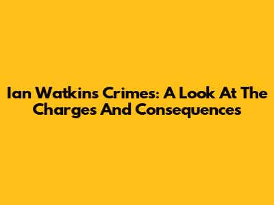 Ian Watkins' Crimes: A Look At The Charges And Consequences