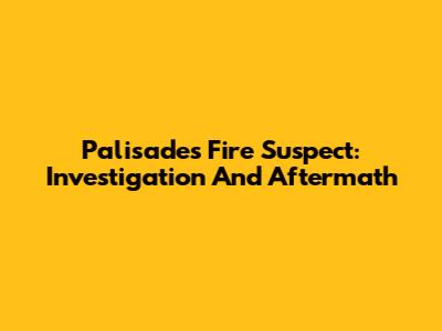Palisades Fire Suspect: Investigation And Aftermath