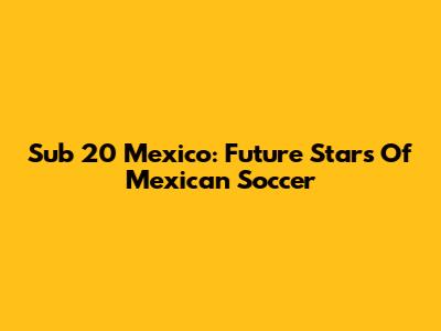 Sub 20 Mexico: Future Stars Of Mexican Soccer